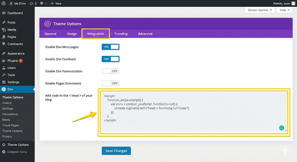 Screenshot of the Divi