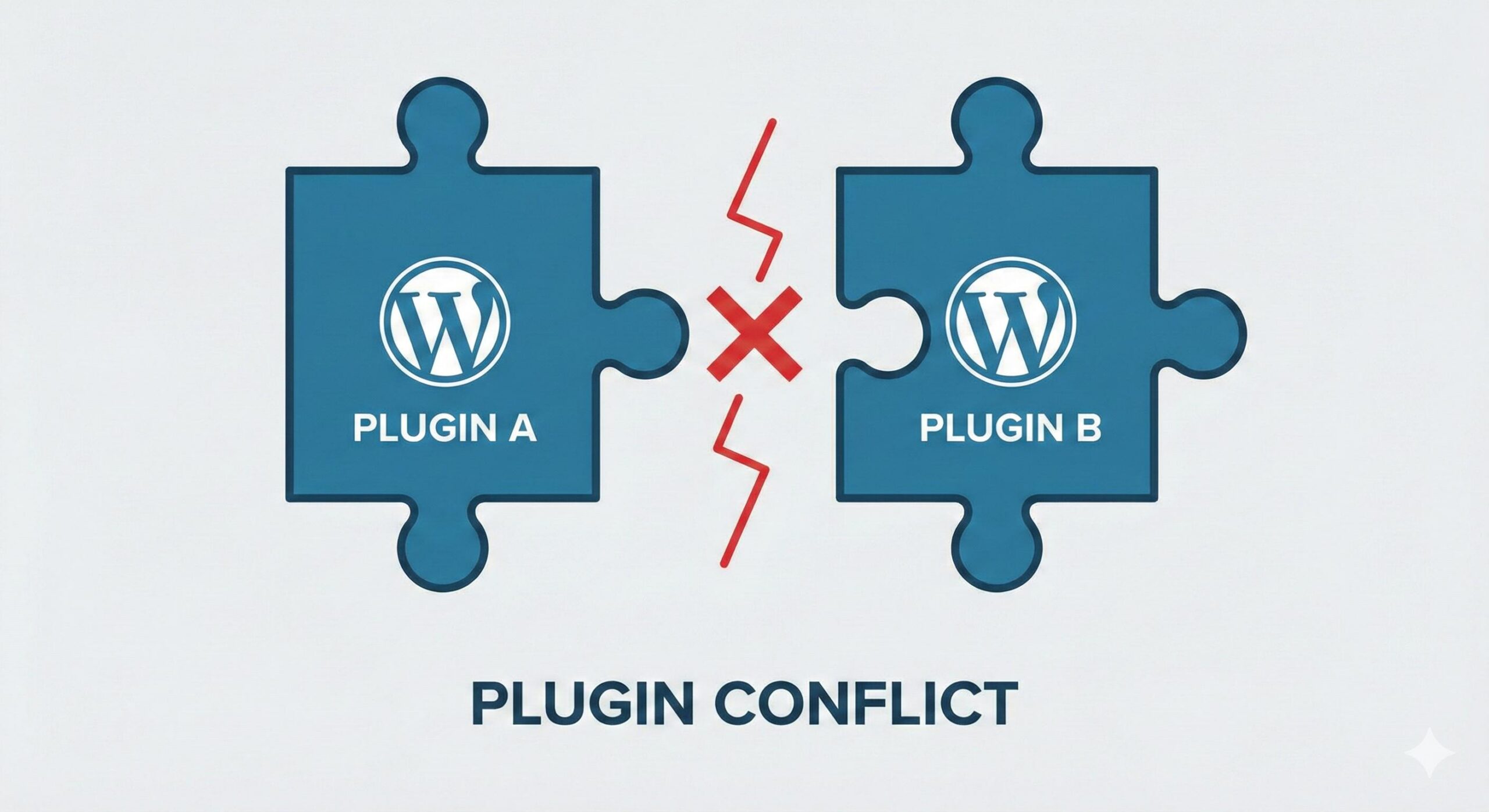 WordPress plugin conflict illustration causing site errors