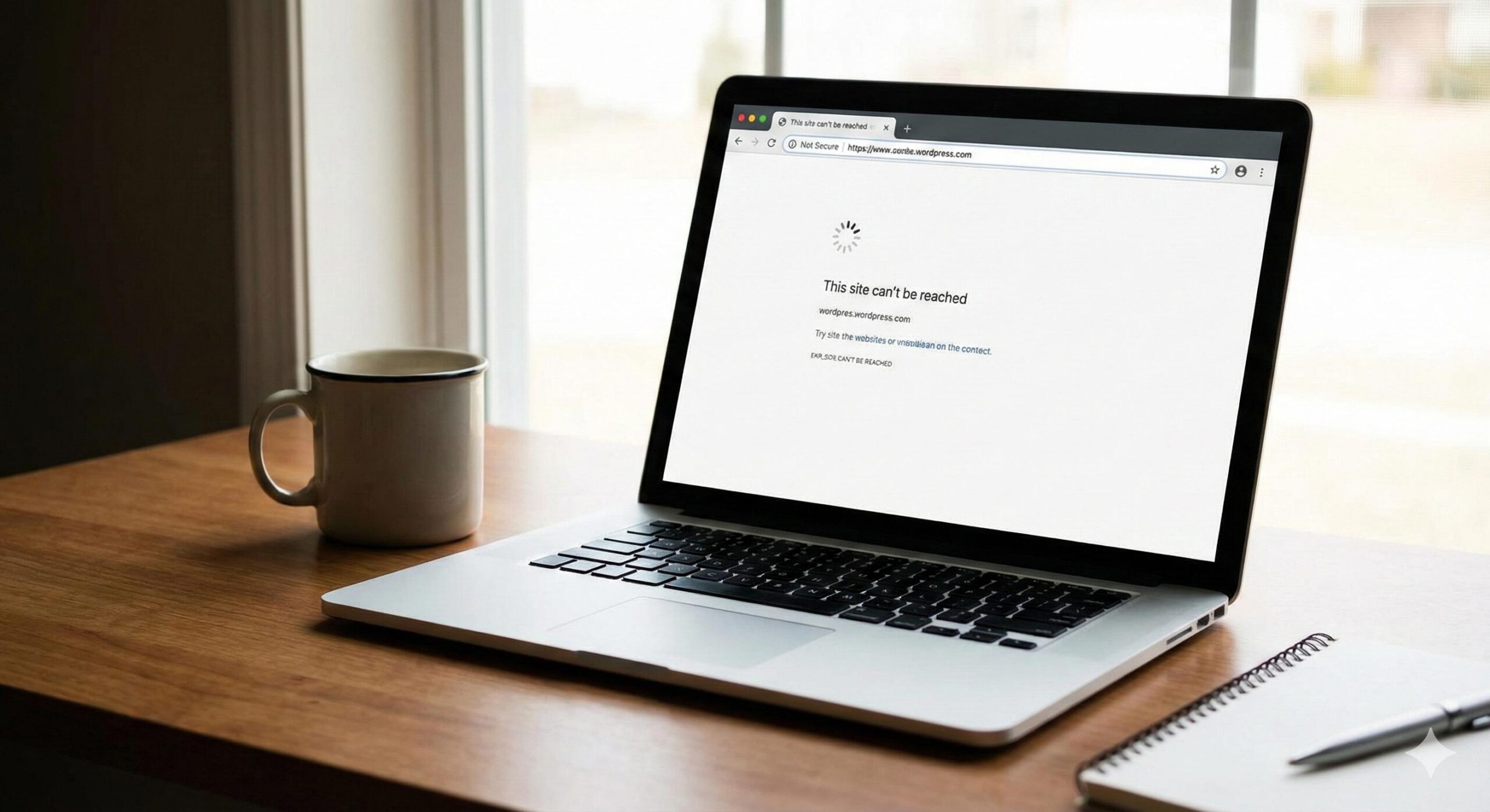 WordPress website not loading error screen on laptop