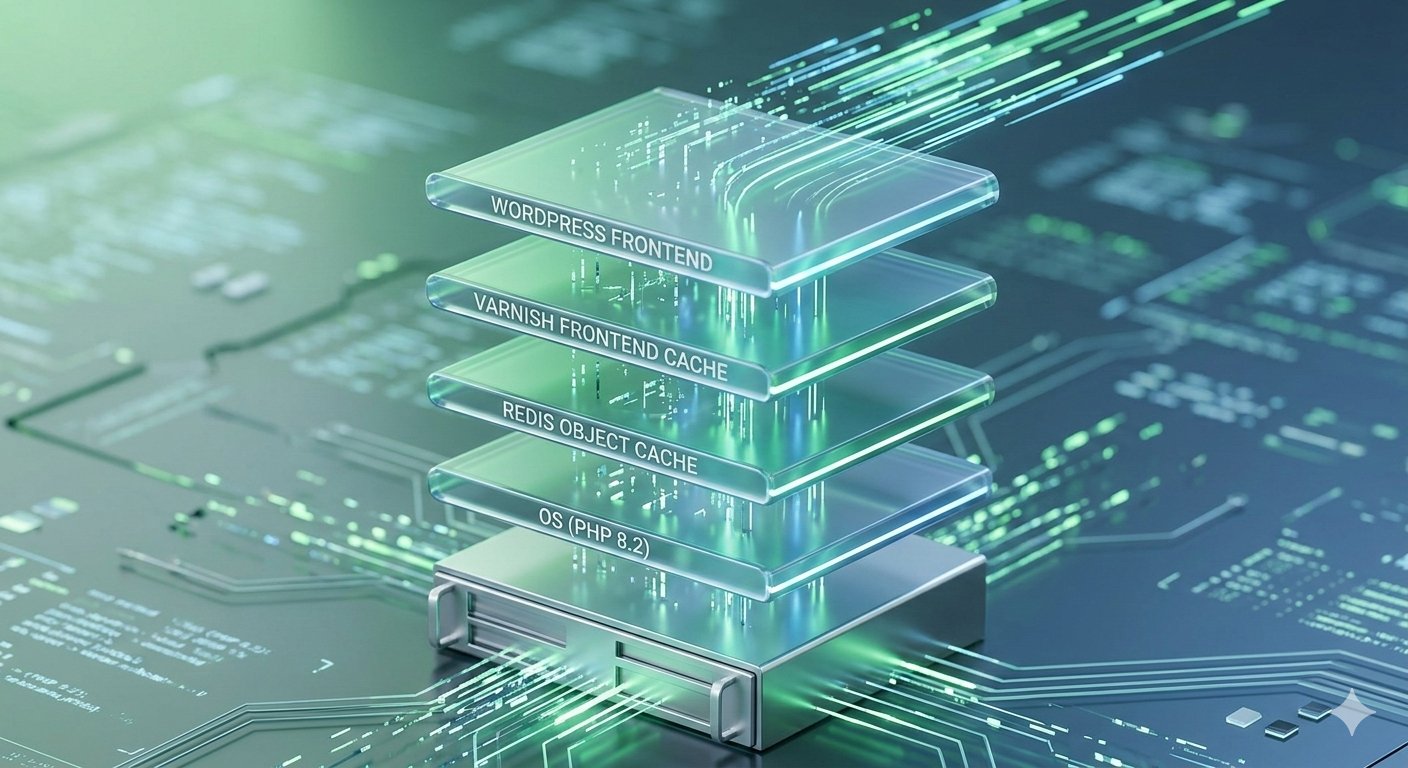 A schematic illustration showing how Varnish and Redis layers accelerate a WordPress site. - Copy - Copy - Copy