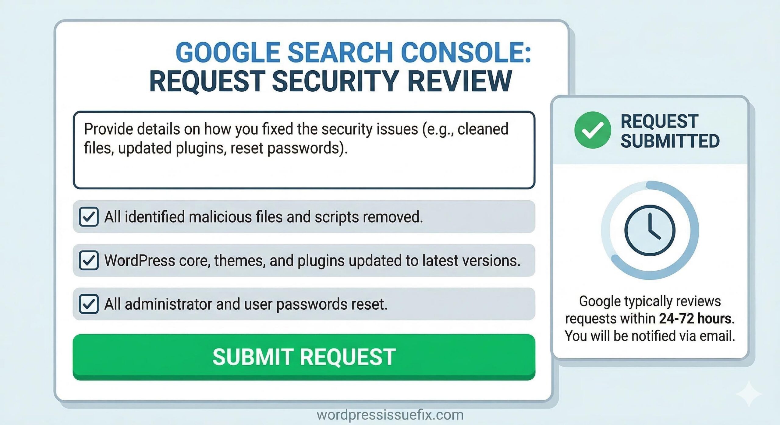 GSC review form for malware removal.