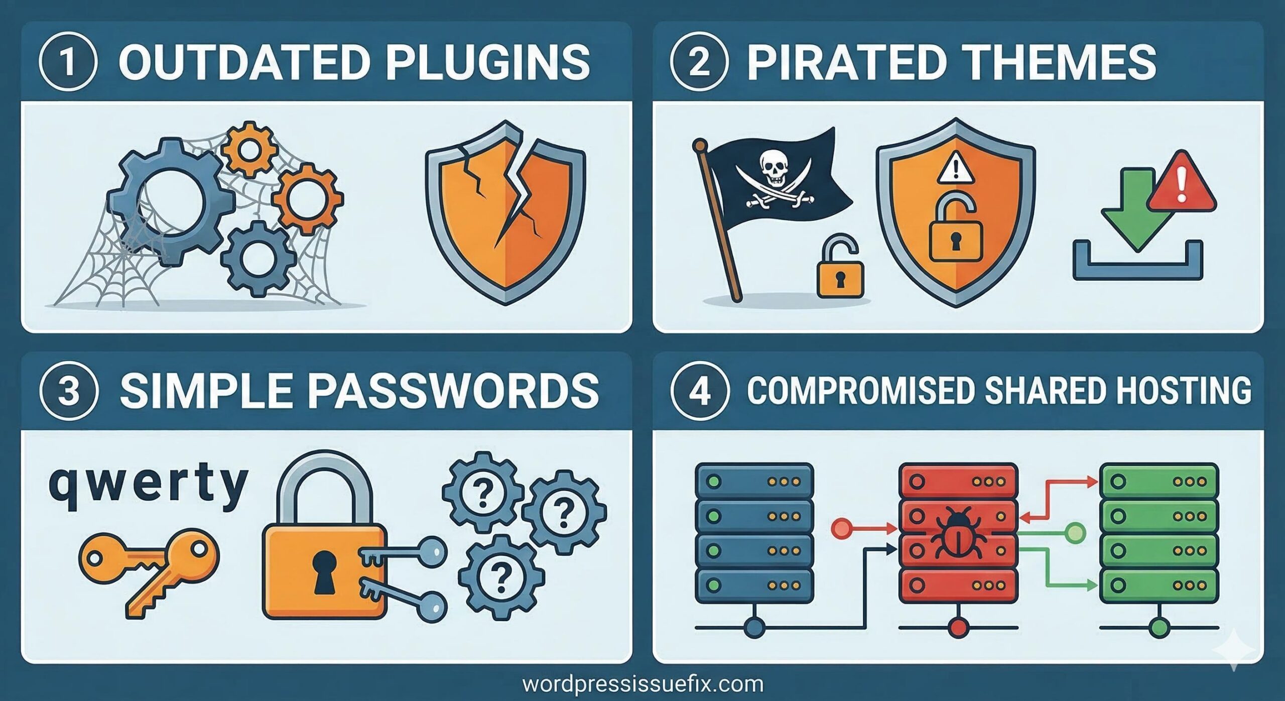 Grid of four malware causes.