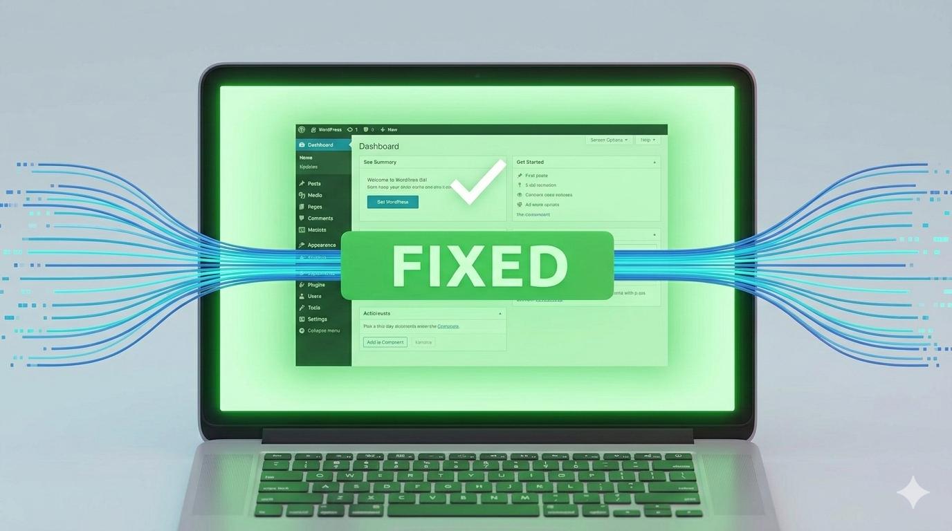 Laptop showing green screen with fixed text