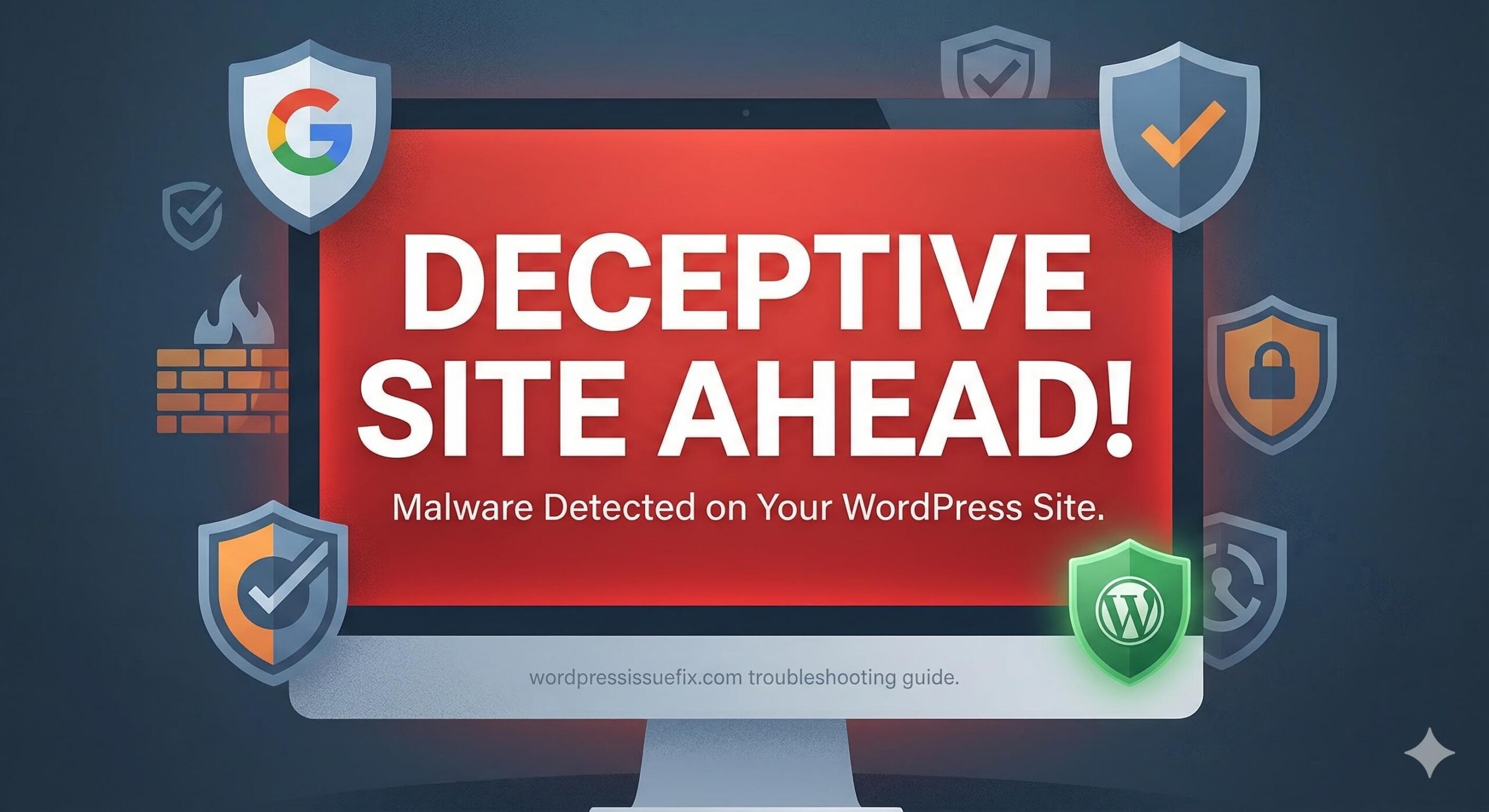 Red warning screen with malware text.