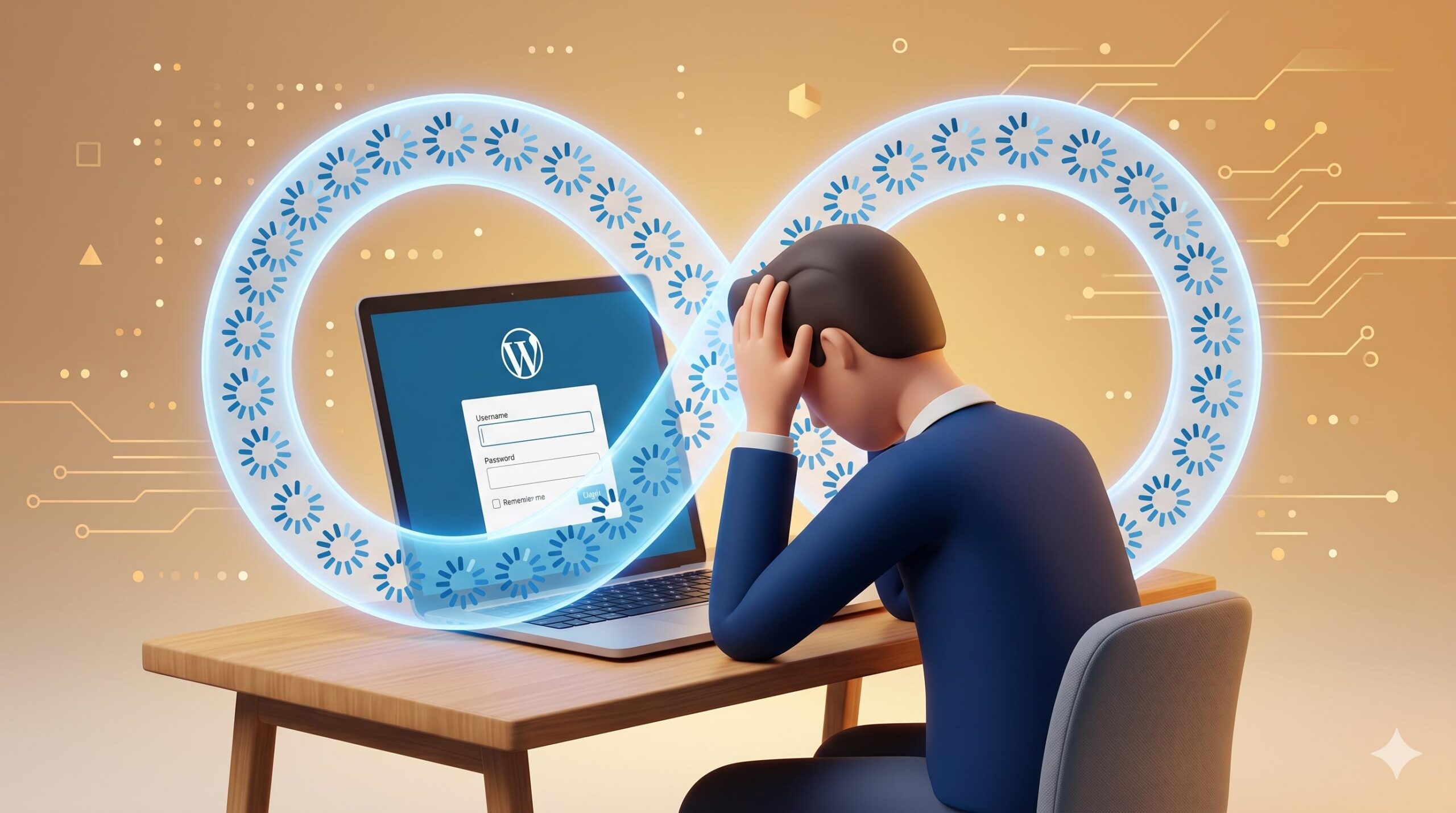 Confused user stuck in an infinite loop on the WordPress login screen.