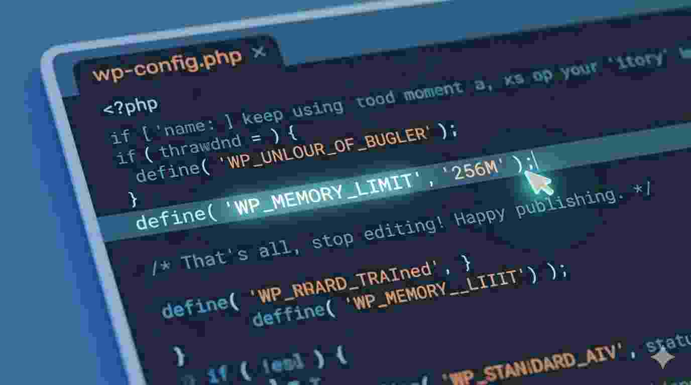 Highlighted PHP code in a text editor to increase WordPress memory limit.