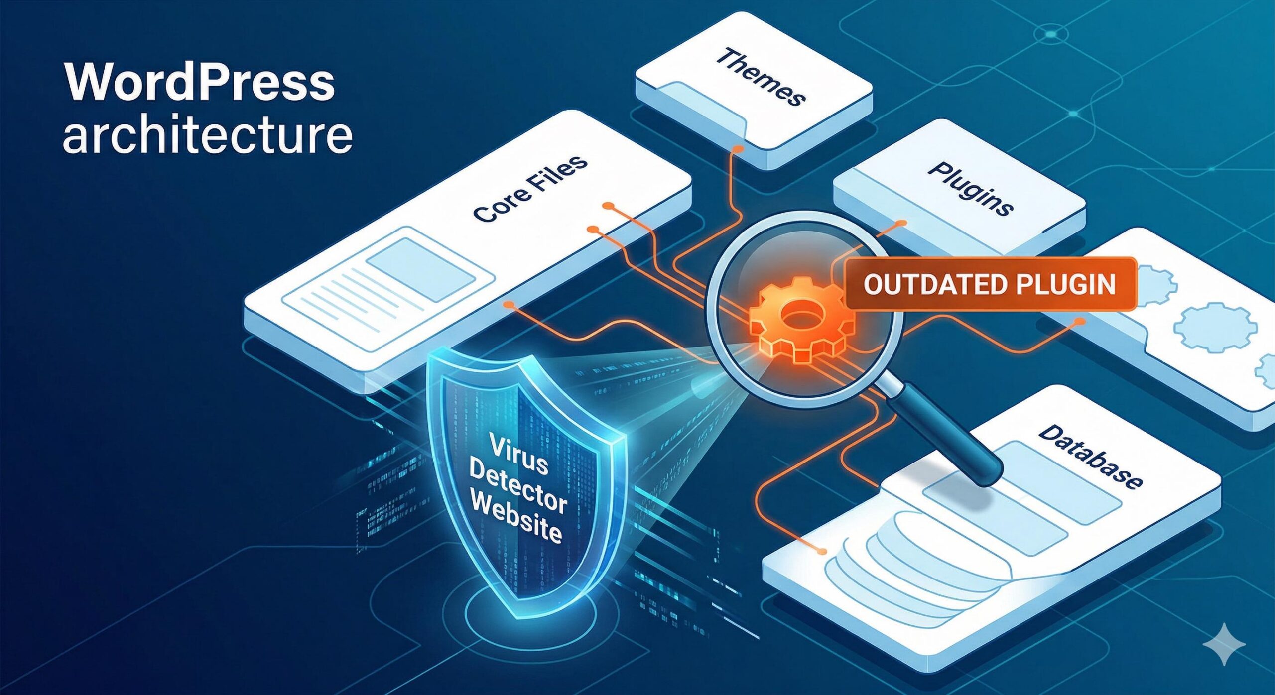 Illustration of an outdated WordPress plugin causing security vulnerabilities.