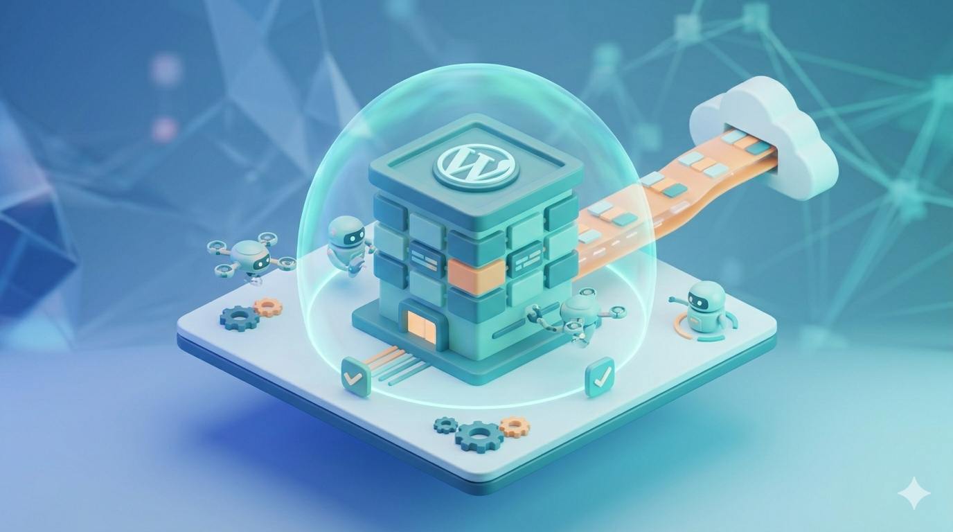 Illustration symbolizing WordPress maintenance, backups, and site stability.