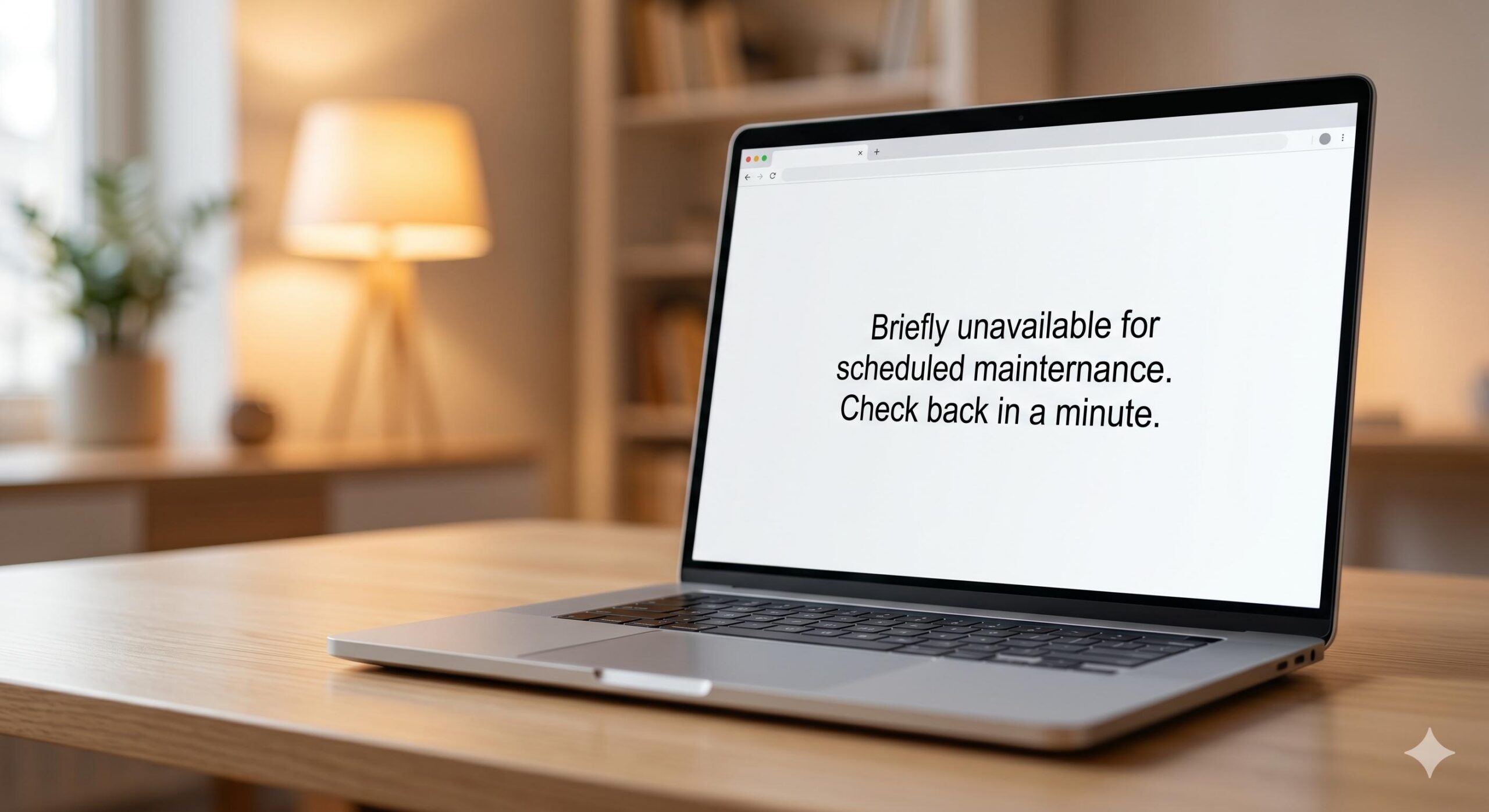 The background of the office is slightly blurred (bokeh effect) with a warm desk lamp casting a comforting glow.