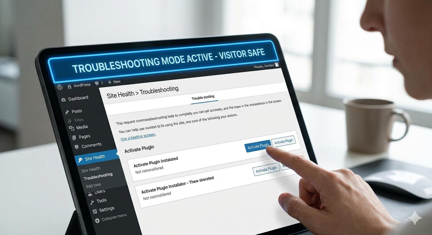 Activating Troubleshooting Mode in WordPress Site Health.