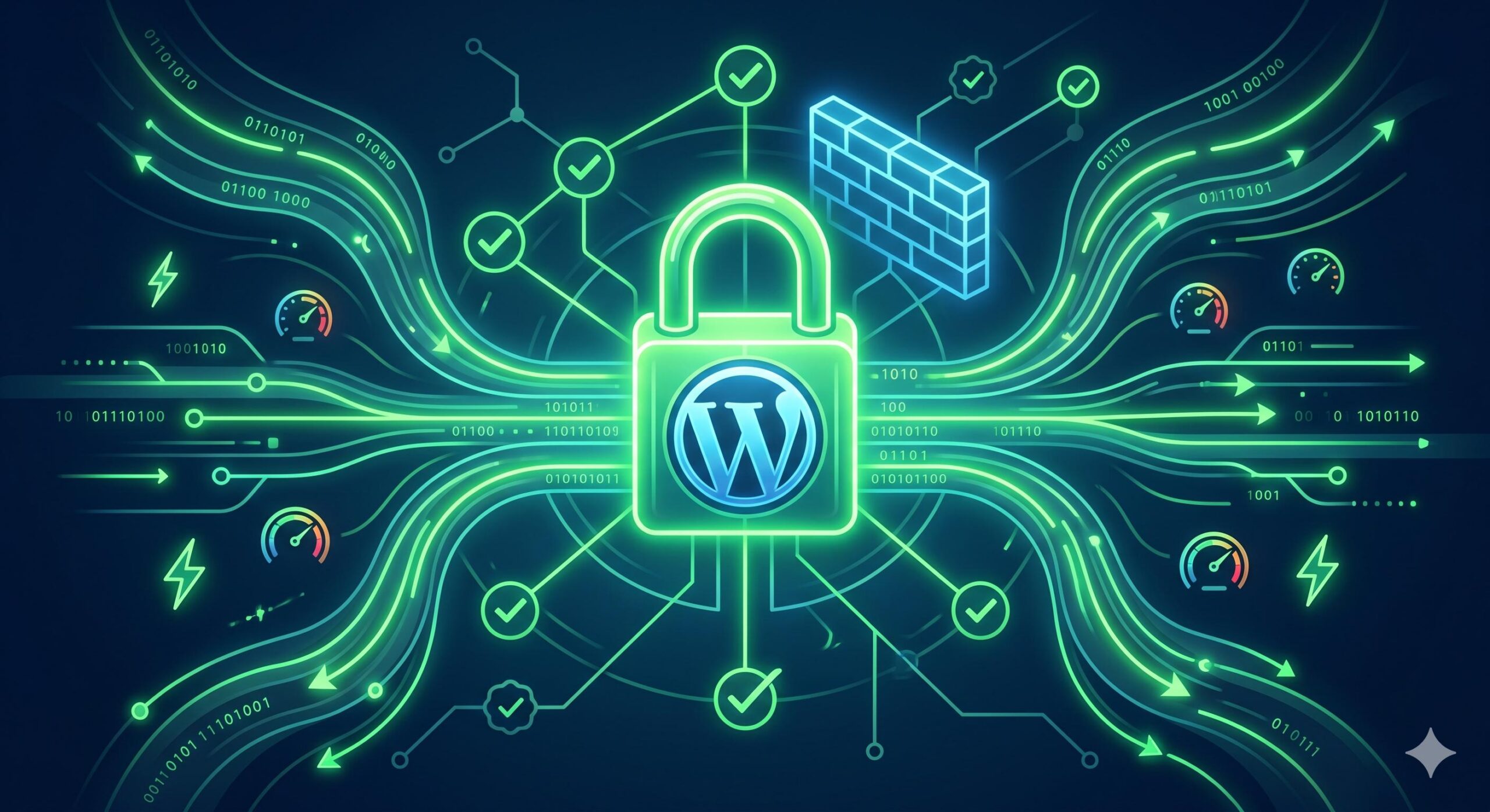 Radiant green closed padlock visualization with optimized data flow, confirming a secure HTTPS configuration.