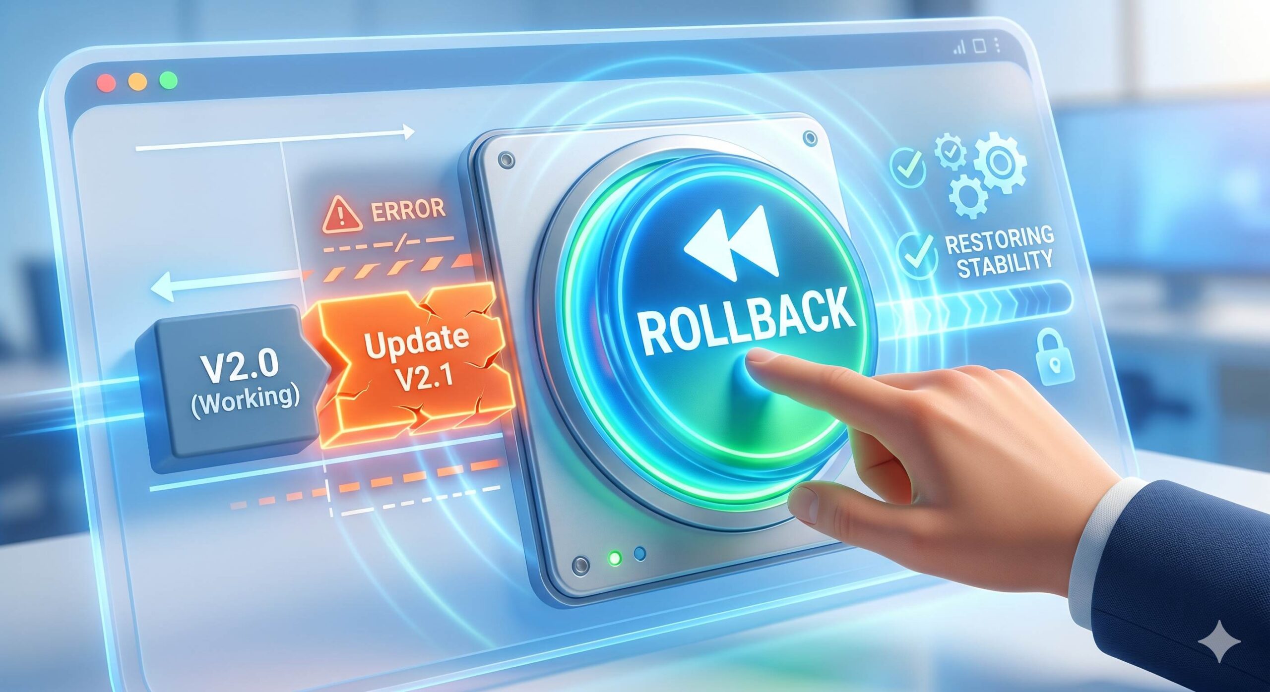 Isometric illustration showing how to rename a WordPress plugin folder in File Manager.