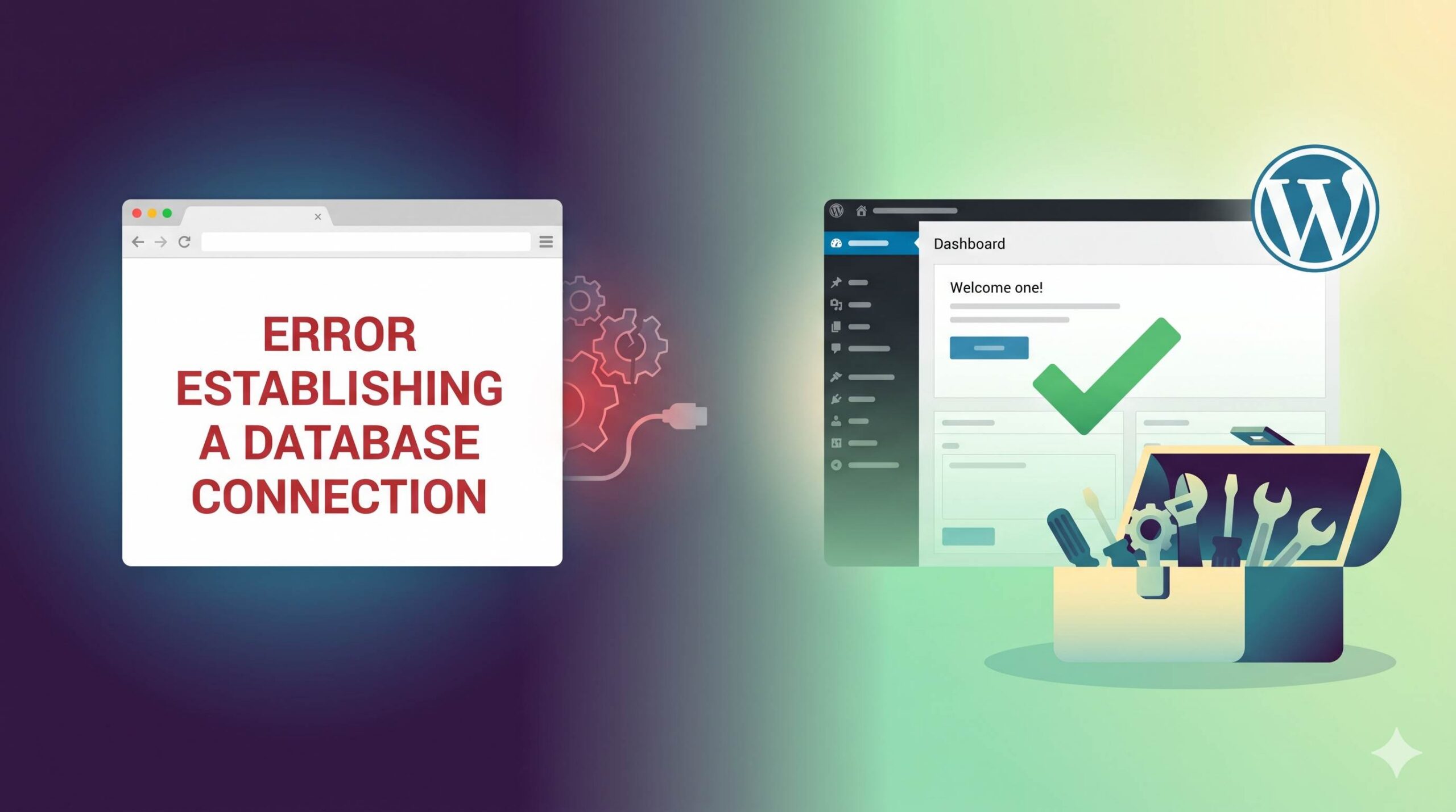 WordPress database connection error_ problem and solution visualization.